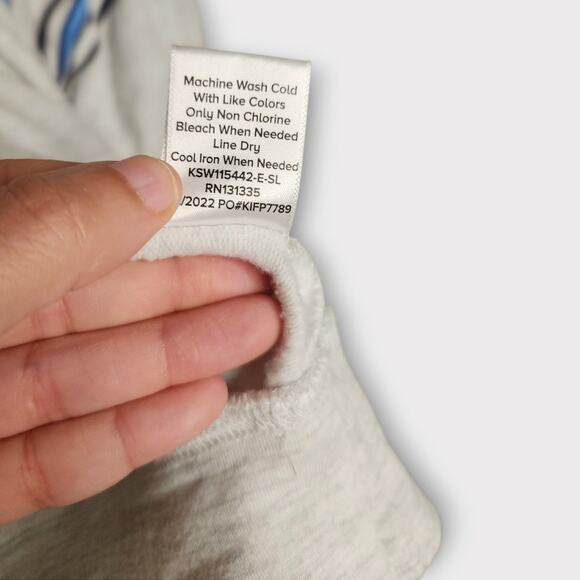 Evereve Womens Liv Puff Sleeve Sweatshirt Gray Blue Stripe Detail Sm Soft Lounge - Picture 6 of 9